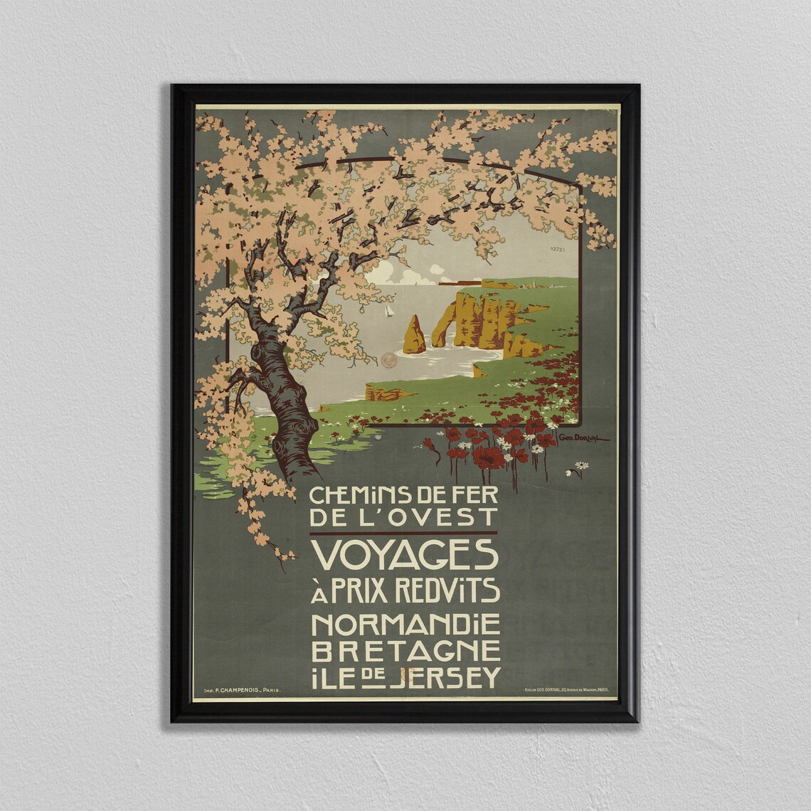 Vintage French Railway Normandy Brittany Jersey Coast Travel Poster