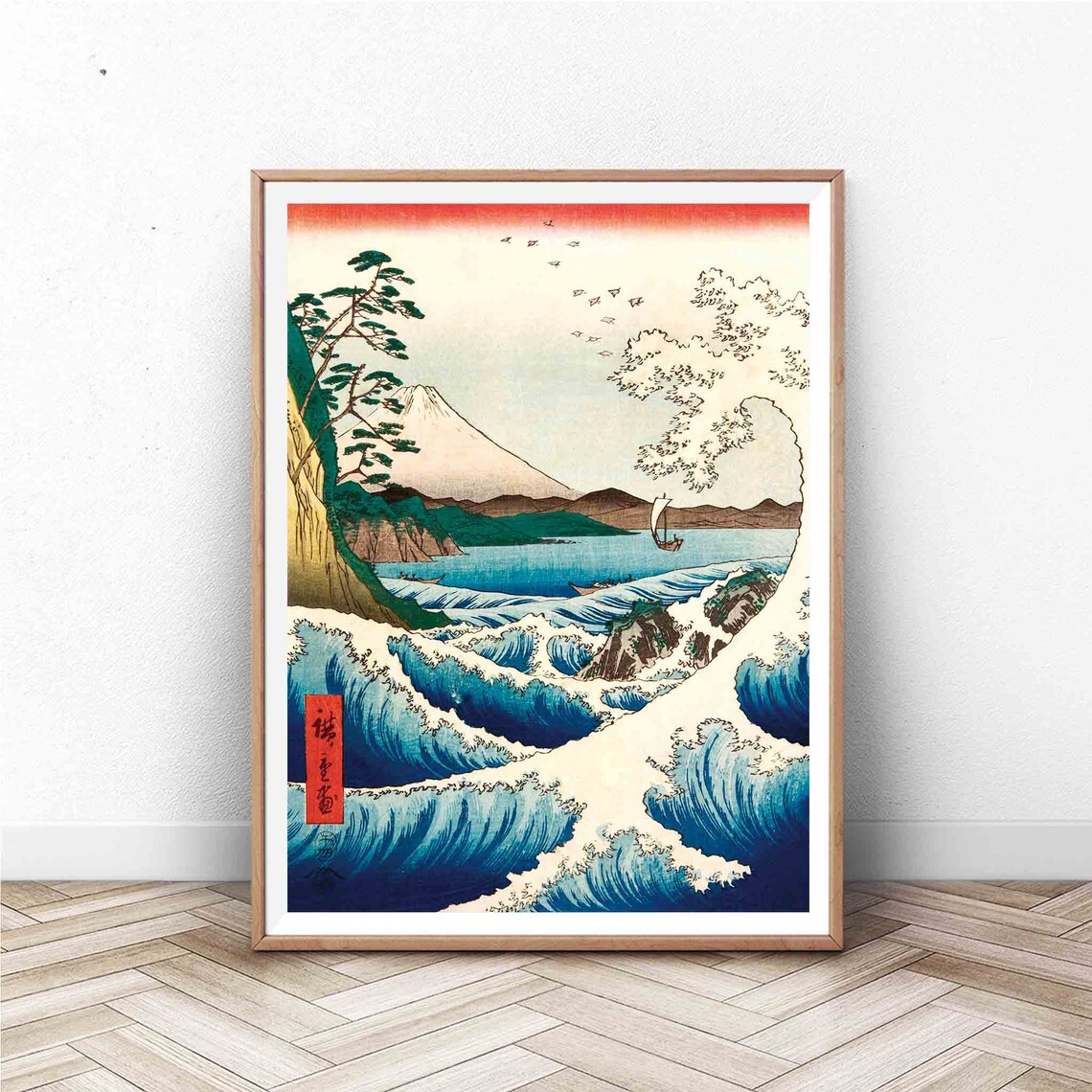 Great Wave Japanese Woodblock Mount Fuji Seascape Ukiyo E Art Print