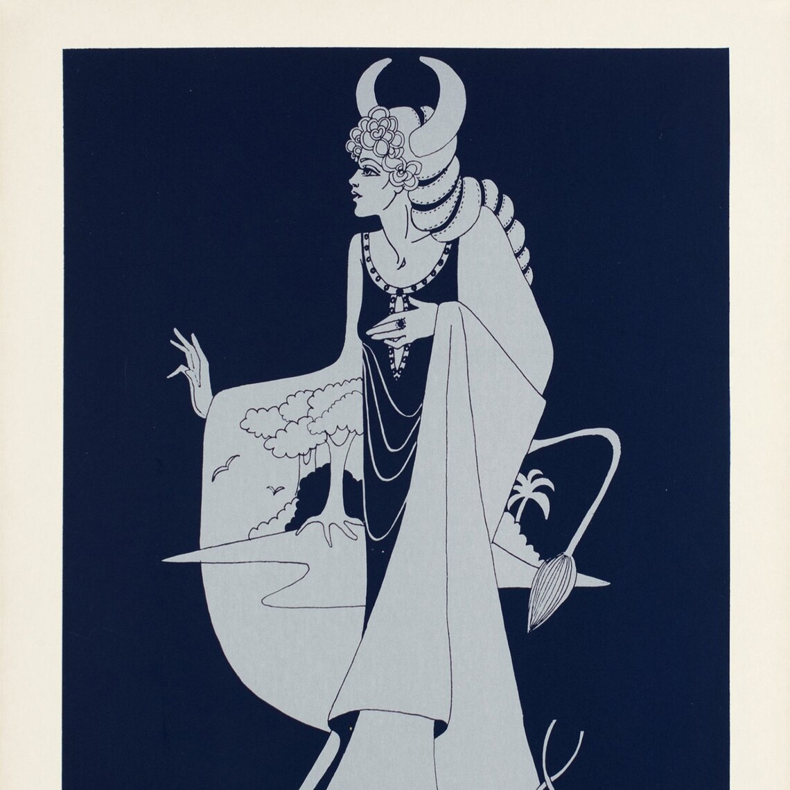 Vintage Taurus Taureau Zodiac Art Deco Bull Horn Star Sign Poster - Image 2