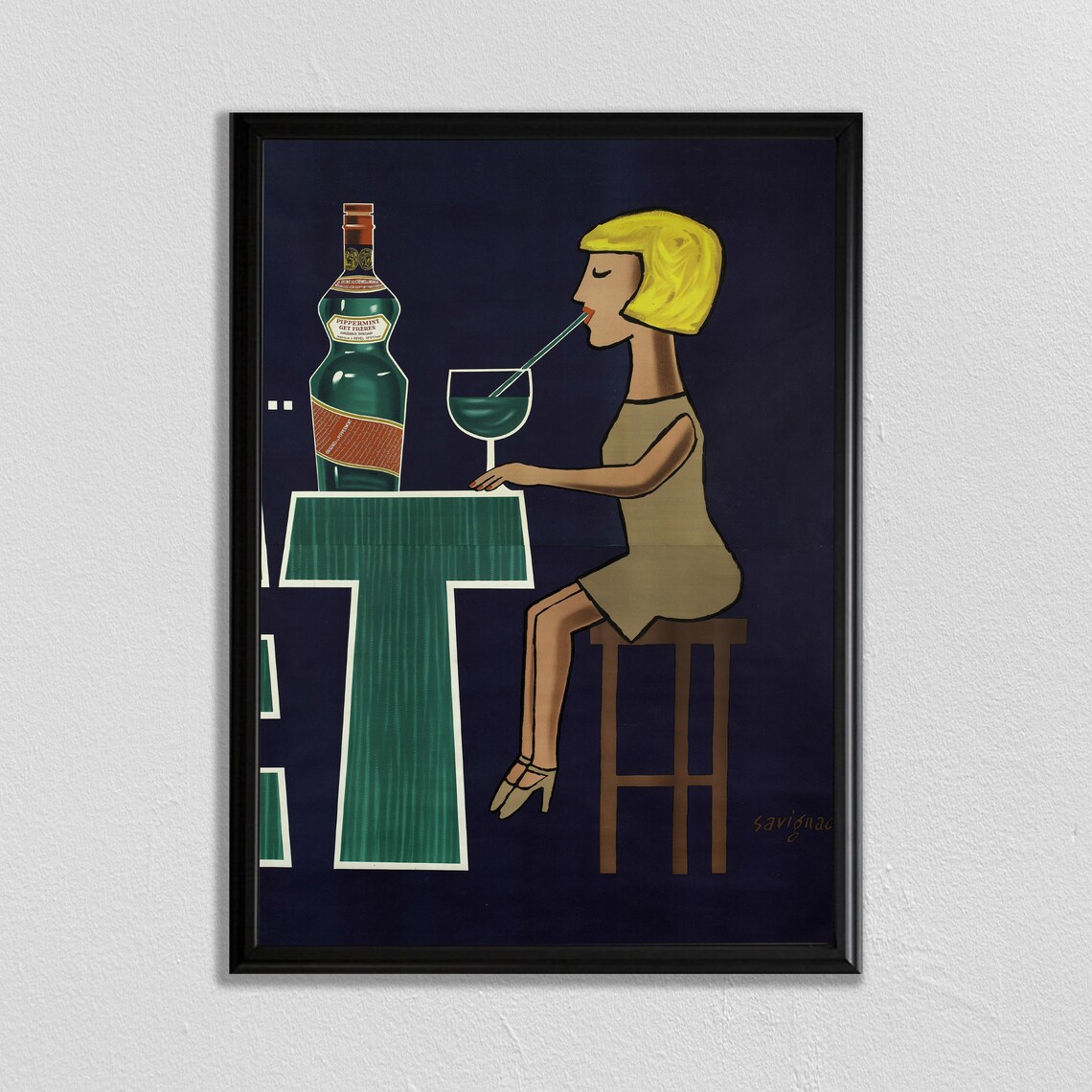 Savignac Peppermint Vintage French Cocktail Advertisement Poster