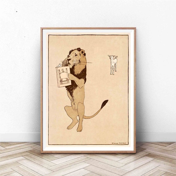 Vintage Library Reading Poster, Book Poster