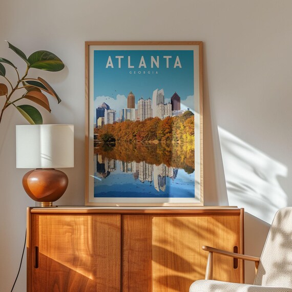 Atlanta Skyline Vintage Travel Poster