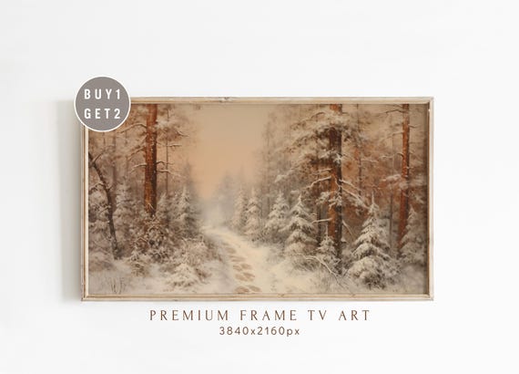 Winter Forest Path Art Print, Cozy Holiday Landscape