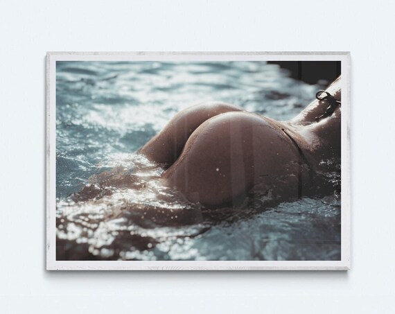 Fine Art Swim Girl Photography Print Swimming Pool Upside Down Pose Lifestyle Home Decor