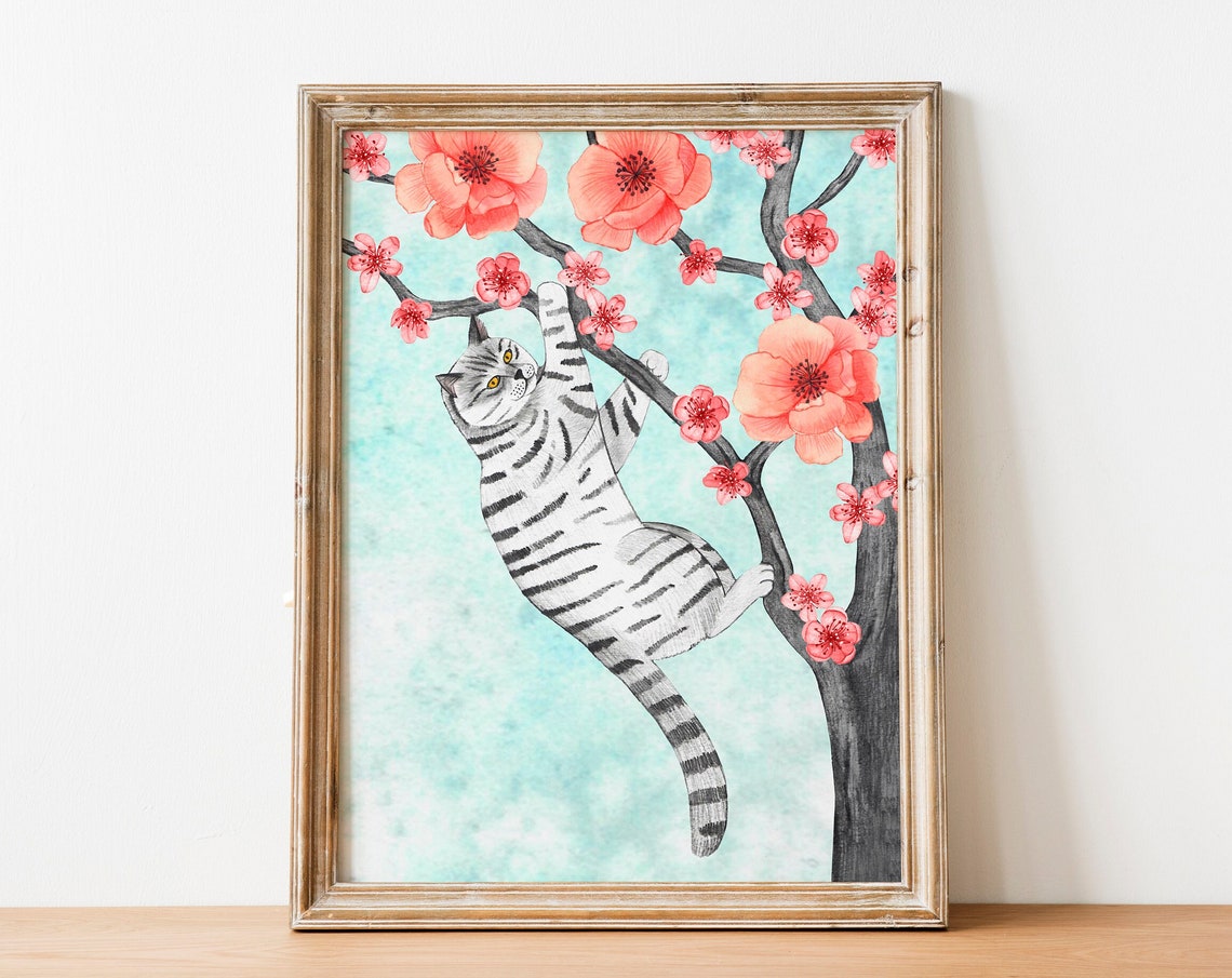 Tabby Cat Kids Room Decor Art Print
