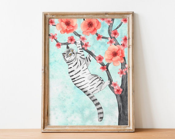 Tabby Cat Kids Room Decor Art Print