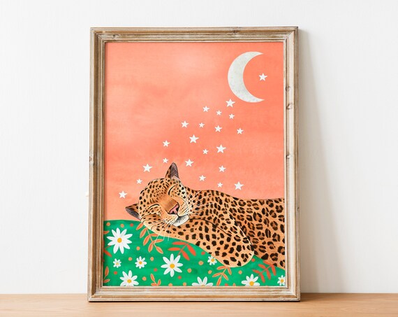 Leopard Painting, Jungle Safari Animal Art Print