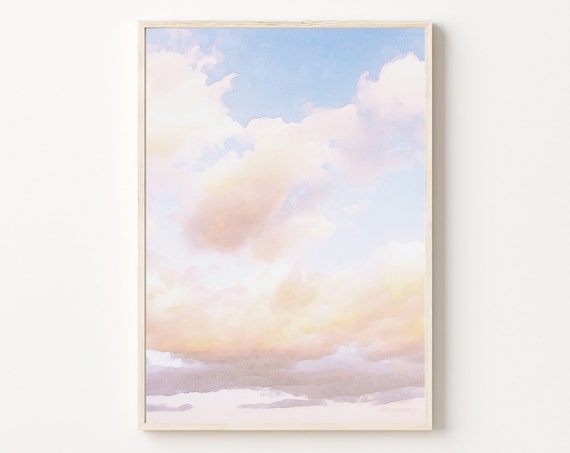 Sky Cloud Painting Print Vanilla Sky Print Print Blue Pink Sky Artwork Neutral Wall Art Boho Decor