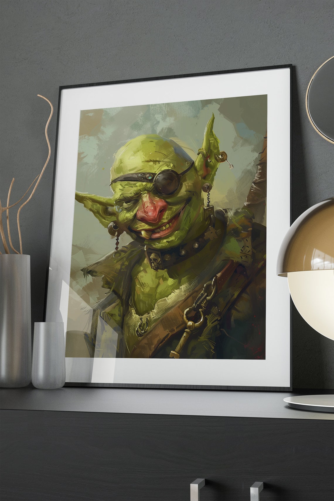 Bald Goblin Portrait Print Wall Art Mythical Fable Creature Artwork Moody Goblincore Home Decor Funny Gift - Image 4