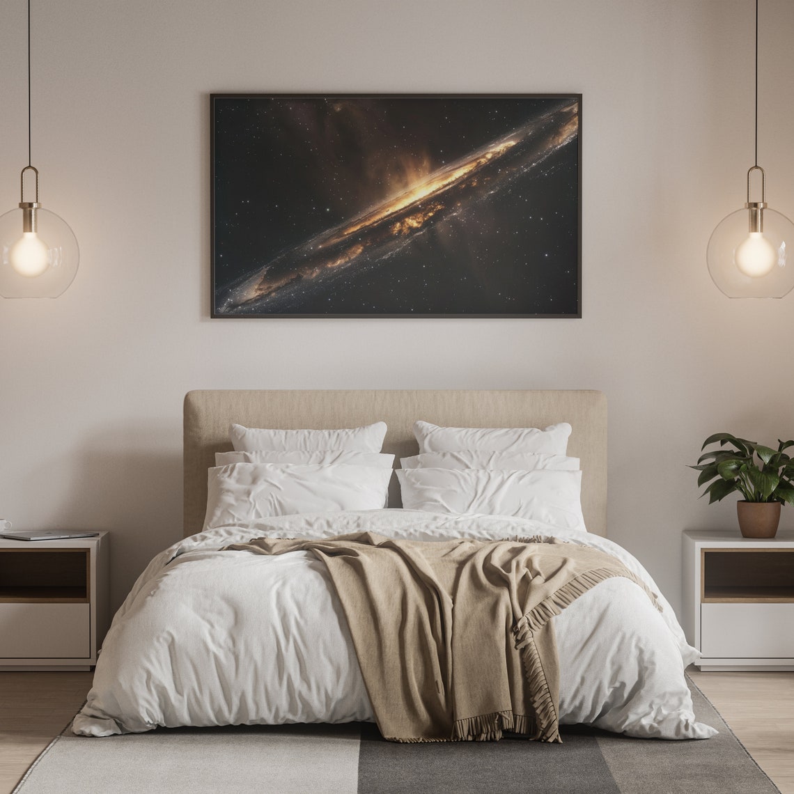 Radiant Golden Spiral Galaxy Deep Space Cosmos Astronomy Print - Image 3