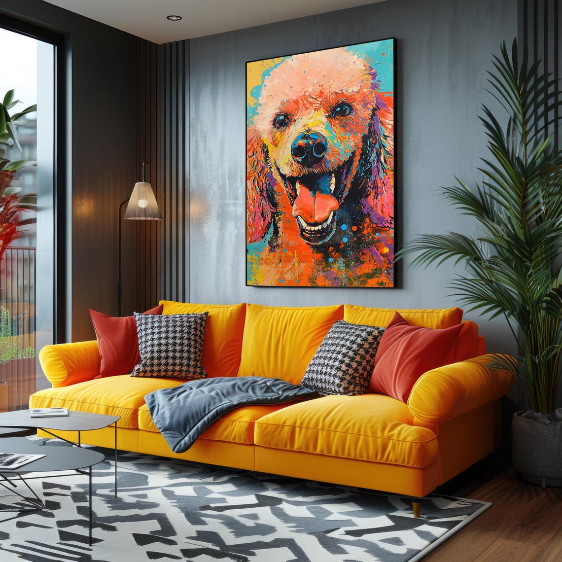 Happy Poodle Portrait Vibrant Pop Art Dog Painting Decor Print - Image 2