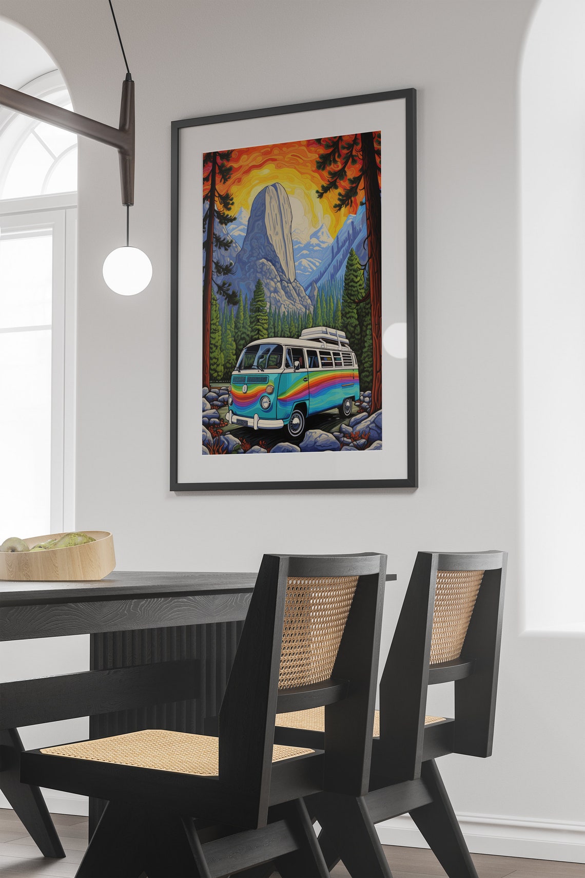 El Capitan Yosemite Sunset Retro Camper Van Rainbow Travel Poster - Image 2