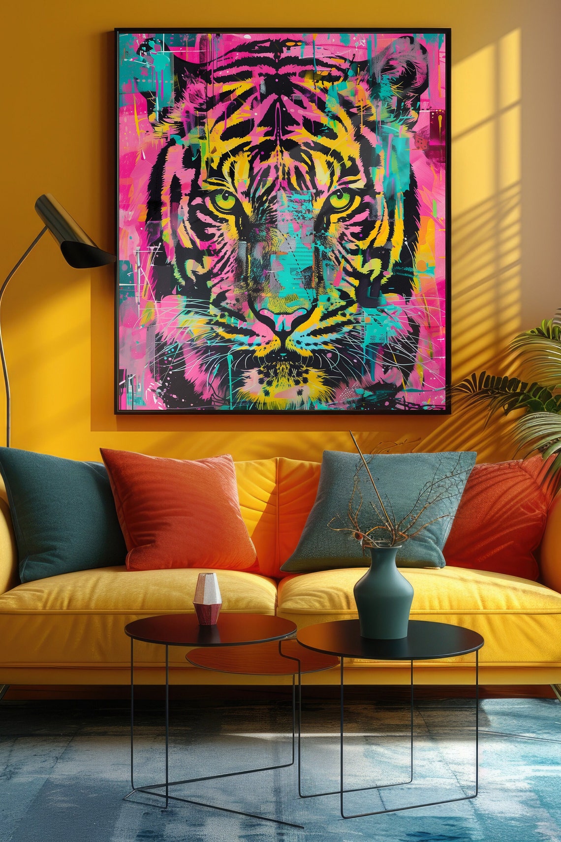 Vibrant Tiger Pop Art Portrait Wall Art Modern Avant Garde Artwork Print Colorful Wildlife Themed Room Decor - Image 3