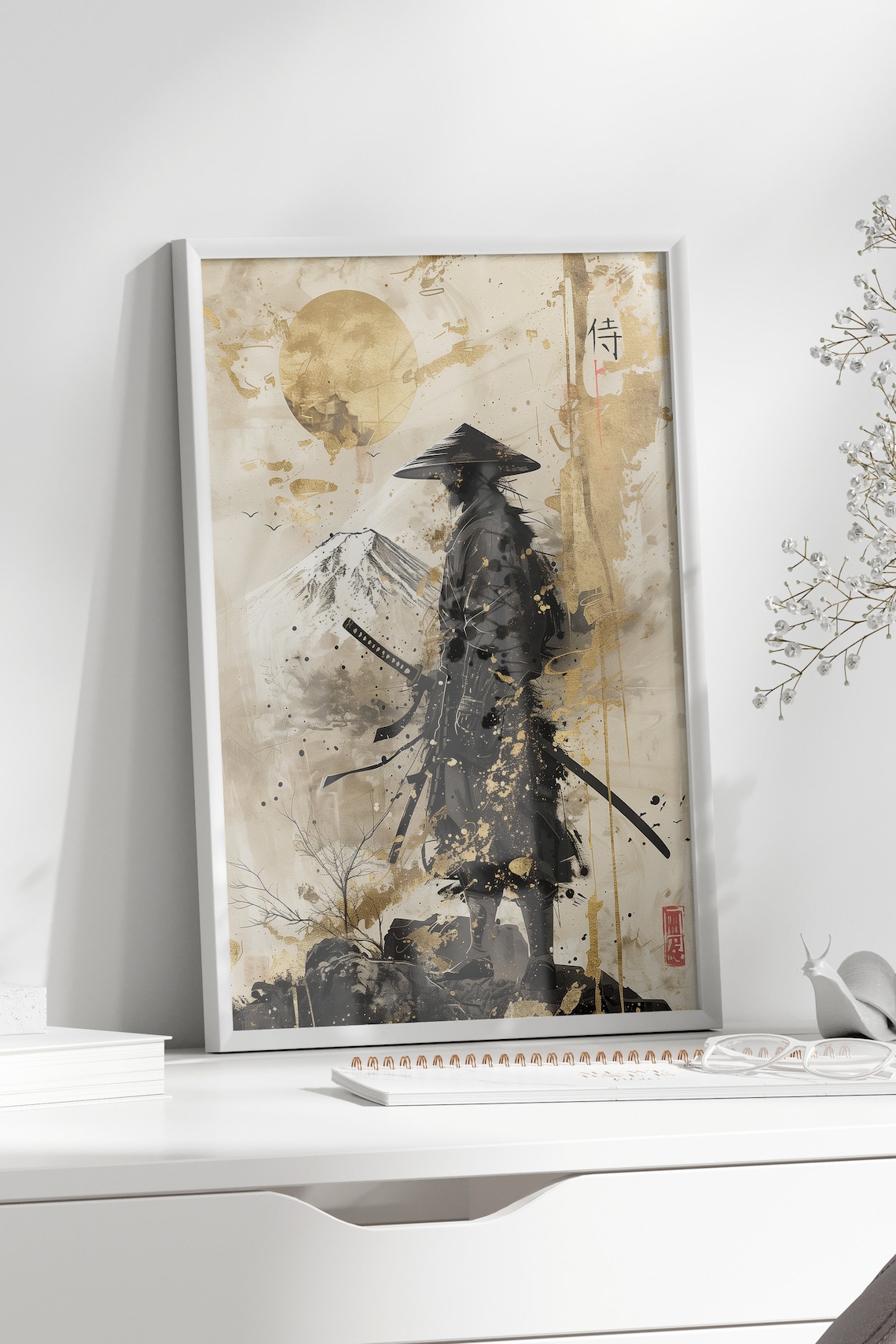 Sumi-E Samurai Poster, Moody Japanese Art Print - Image 3
