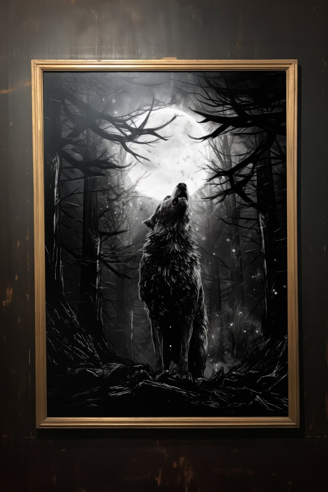 Etching Style Wolf Print, Dark Fantasy Gothic Art - Image 4