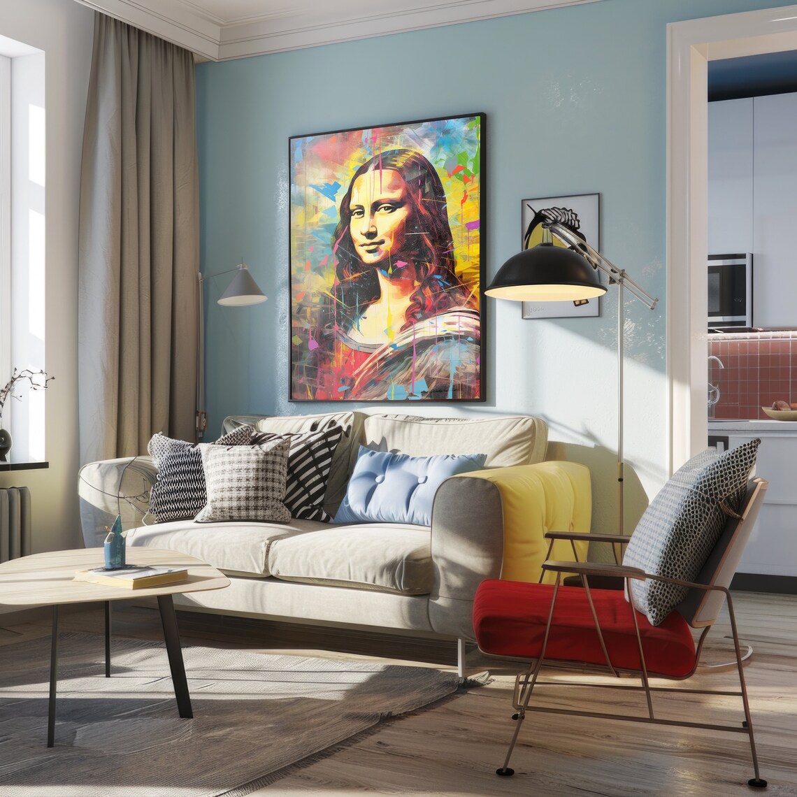 Modern Mona Lisa Portrait Art Print, Altered Art - Image 4