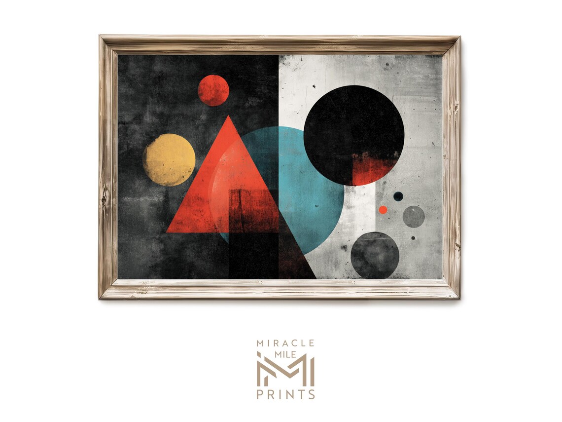 Geometric Abstract Circle Wall Art Modern Minimalist Black Red Decor Contemporary 232