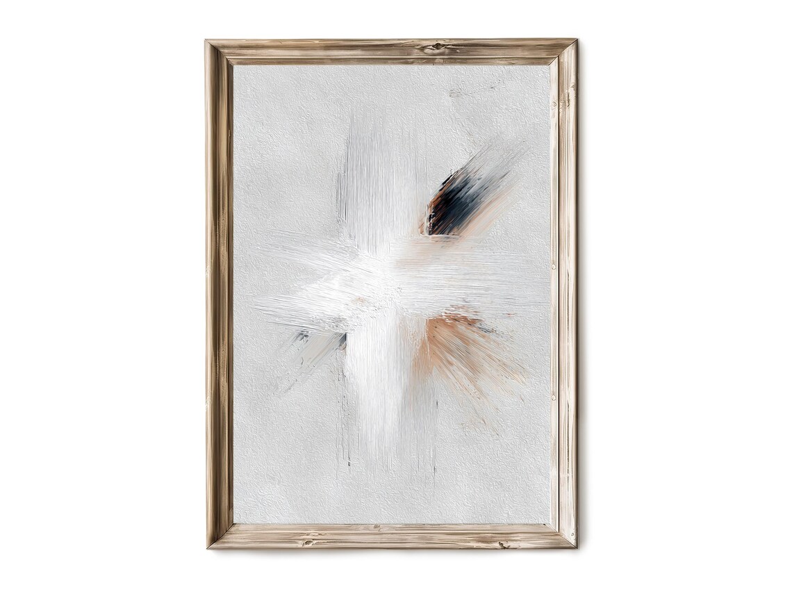 Neutral Brush Stroke Abstract Wall Art Minimalist Modern Vertical Print Japandi Decor 189