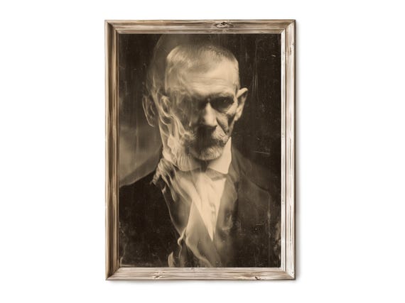 Halloween Wall Art Desaturated Victorian Gentleman Portrait Creepy Gothic Character Vintage Artwork 247