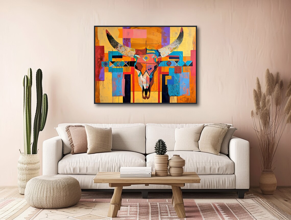 Cow Skull Painting, Southwestern Texas Art Print - Image 3