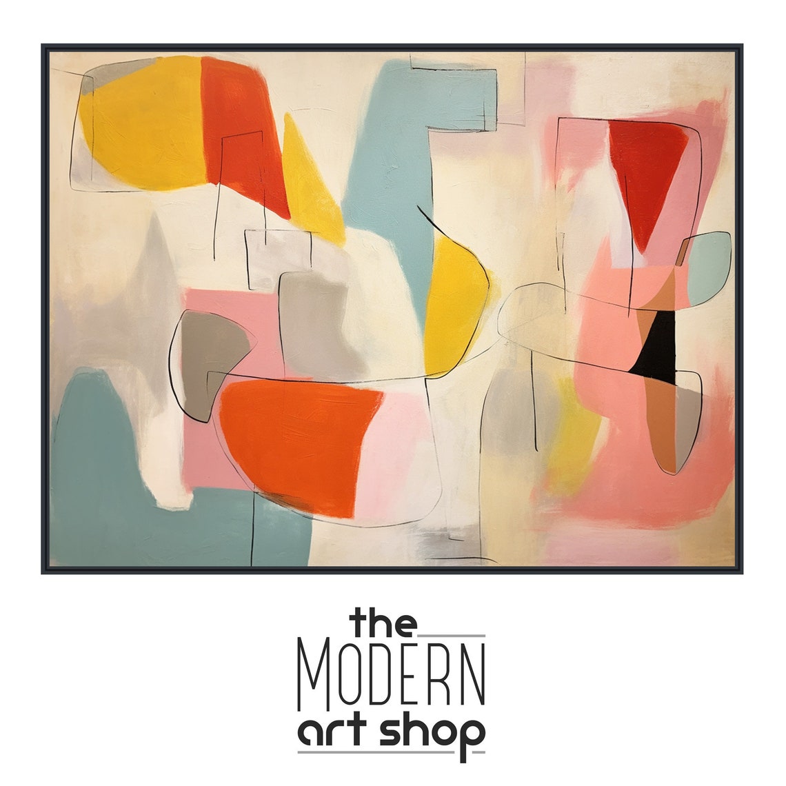 Colorful Abstract Organic Shapes Pastel Pink Orange Yellow Art Poster - Image 4