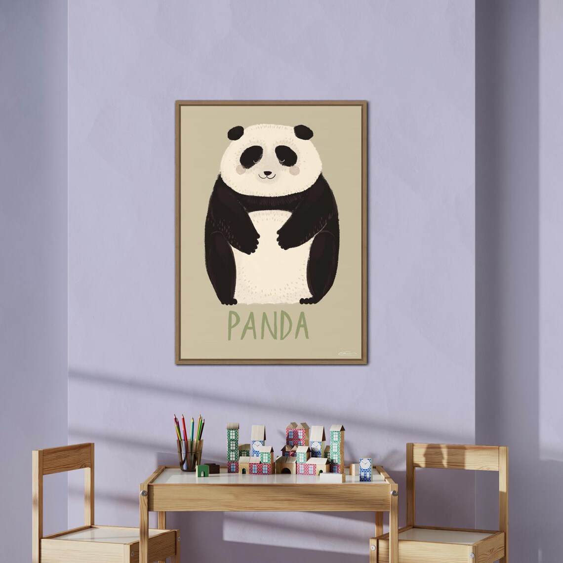Sweet Smiling Panda Cute Nursery Animal Kids Room Decor Wall Art - Image 2