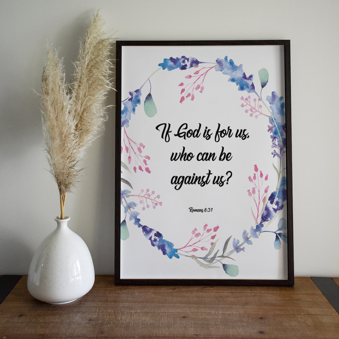 If God Is For Us Romans Floral Bible Verse Print