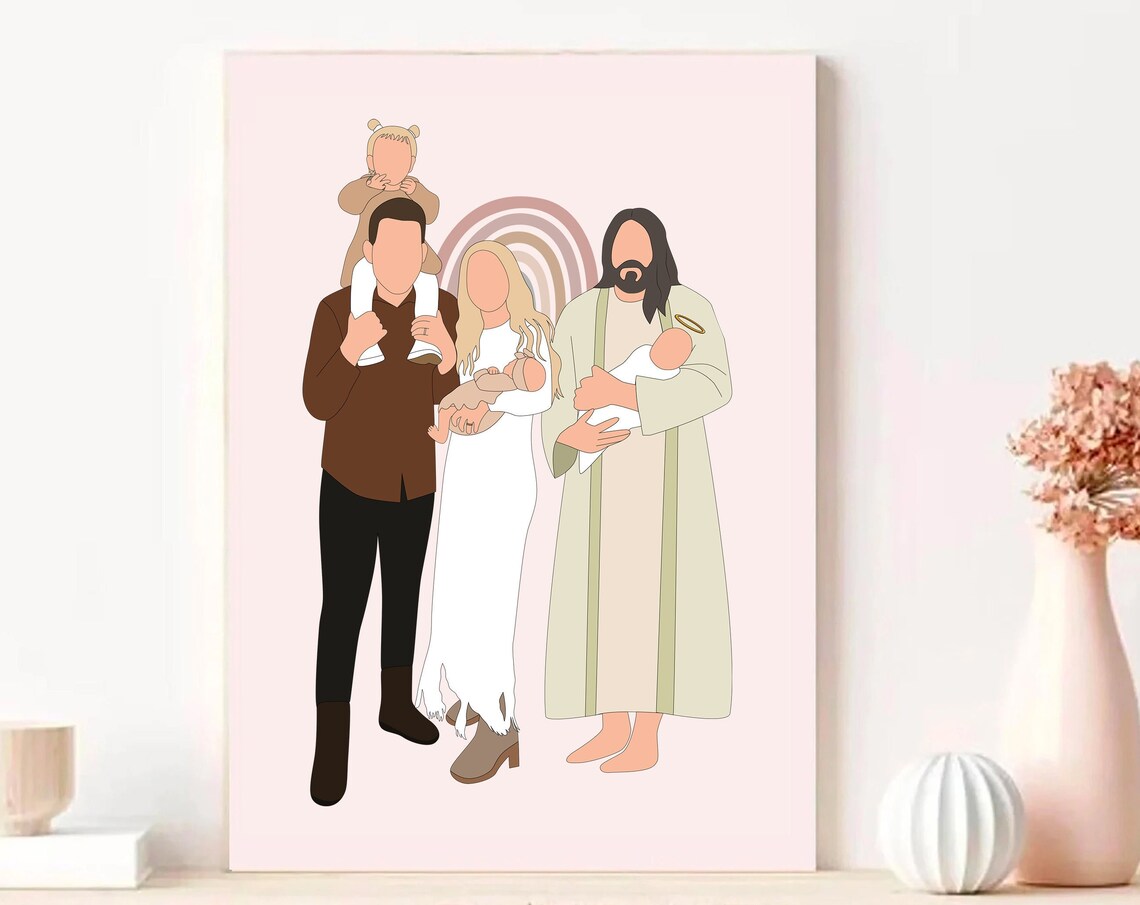 Custom Miscarriage Loss Family Portrait, Memorial Art Print