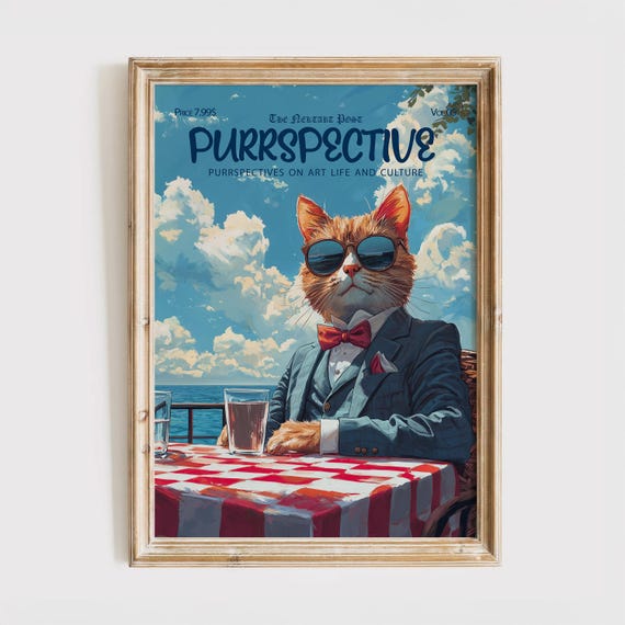 Purrspective Magazine Cover Print Funny Cat Poster Ballerina Cats Gift For Lover