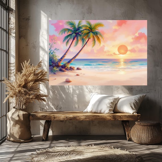 Tropical Sunset Beach Art Print