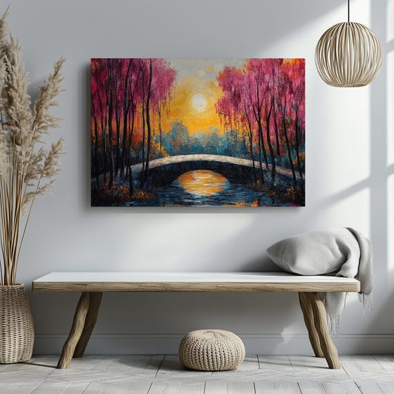 Serene Sunset Vibrant Wall Art Landscape Decor For Home Perfect For Living Room Gifts For Nature Lovers Wall Art