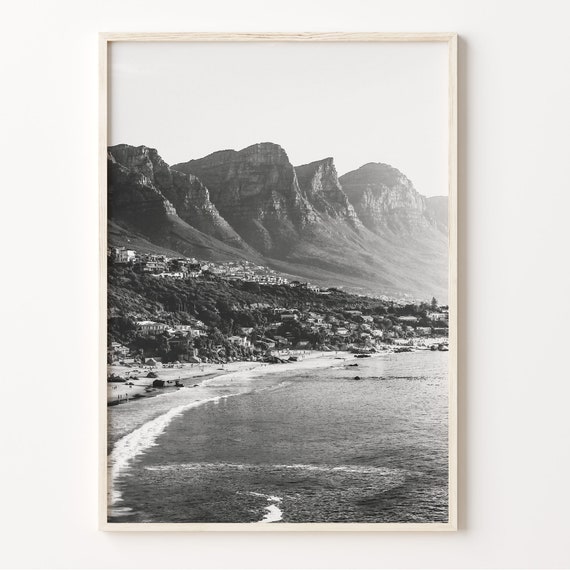 Cape Town Wall Art Print Black And White Mountain Photo South Africa Poster Cape Town Home Decor C19 102