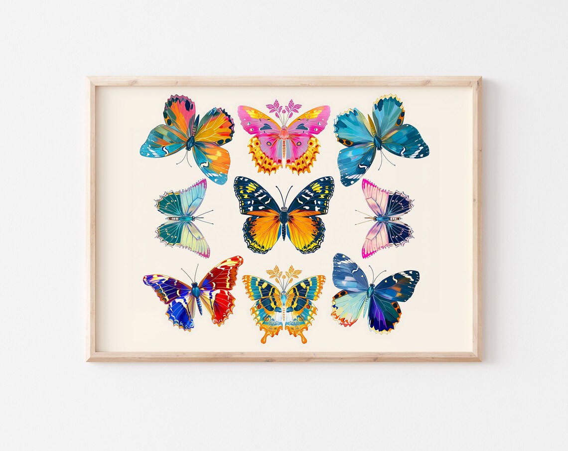Colorful Butterflies Art Print, Animal Wall Decor - Image 2