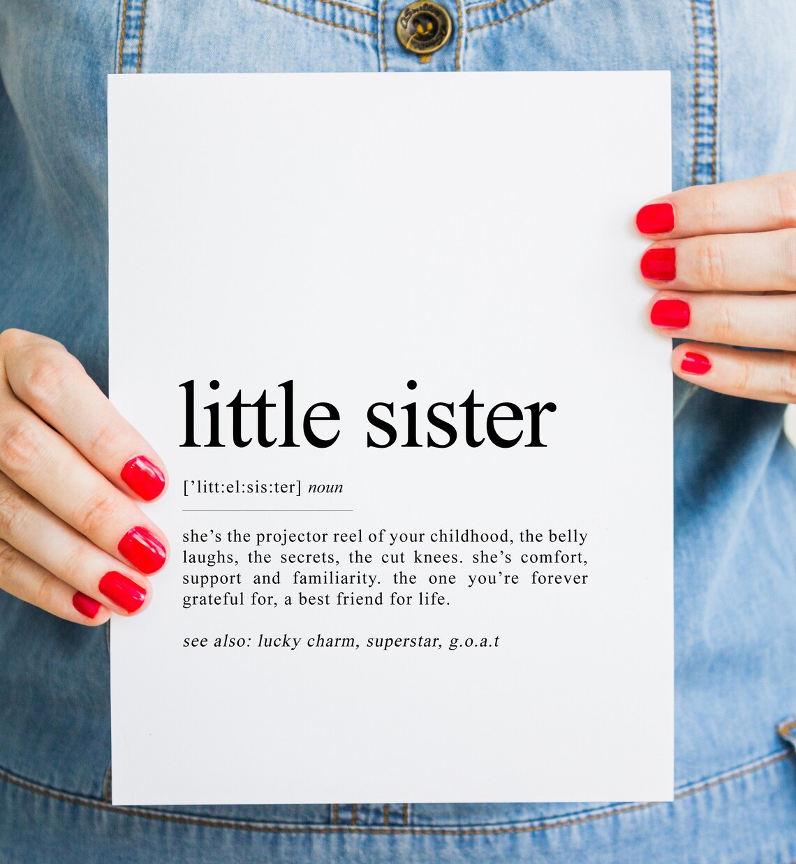 Little Sister Definition Print, Minimal Quote Art