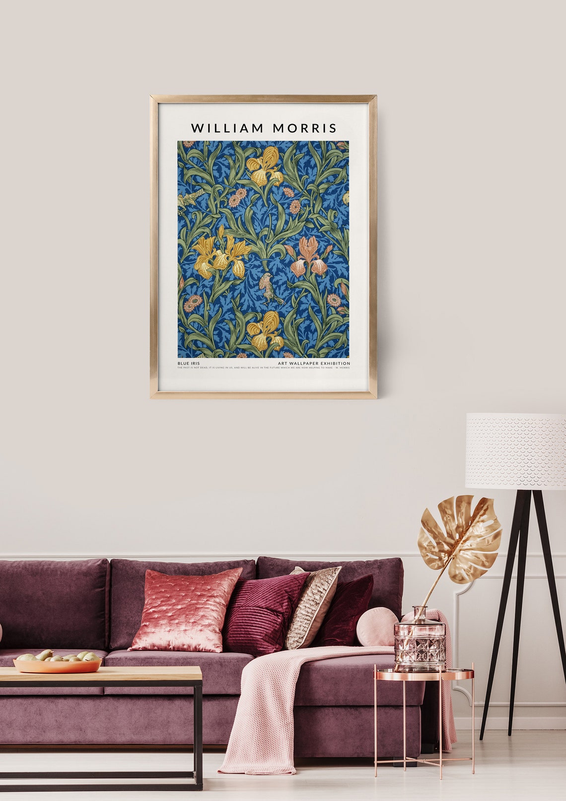 William Morris Blue Iris Floral Art Wallpaper Exhibition Poster - Image 2