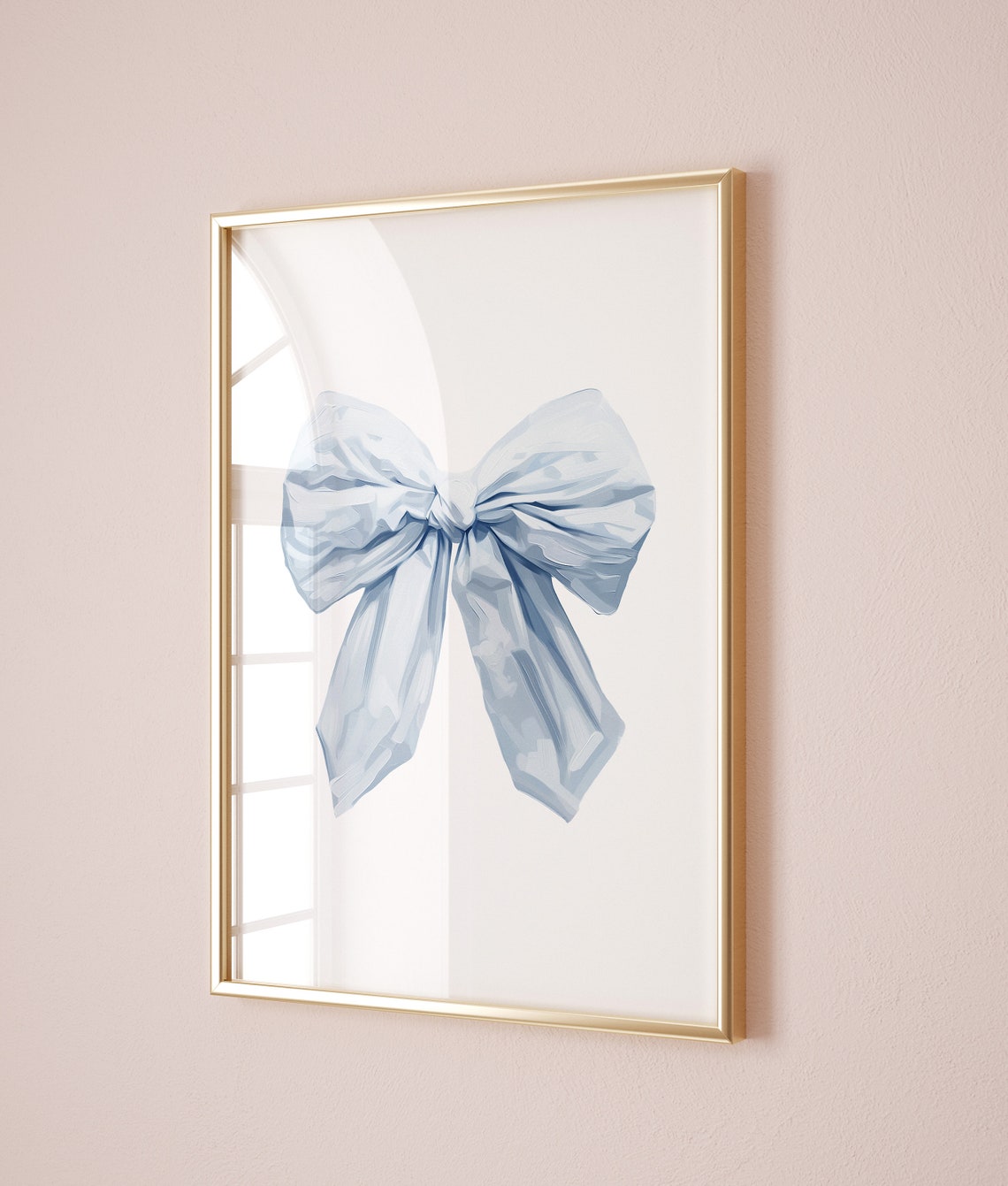Blue Ribbon Bow Soft Watercolor Coquette Aesthetic Home Poster