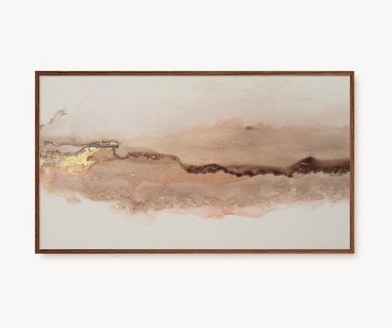 Frame Tv Art Modern Abstract Gold Watercolor Landscape Cloud Print Trendy Moody Acrylic Poster