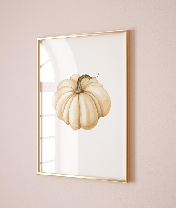 White Pumpkin Fall Decor Minimalist Halloween Wall Art Trendy Fall Room Decor Cute Autumn Home Decor Bathroom Art