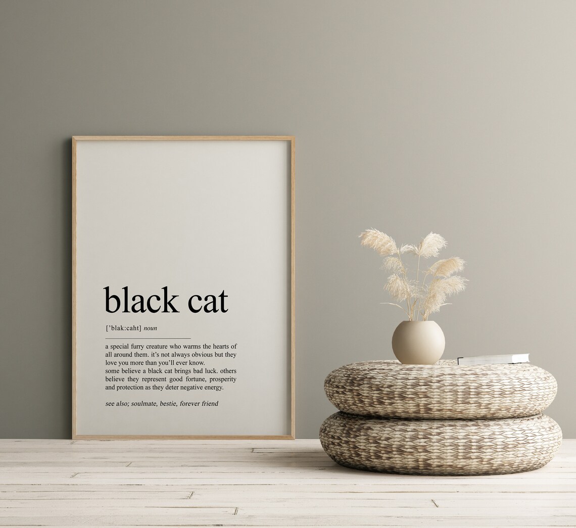 Black Cat Definition Dictionary Art Print - Image 2