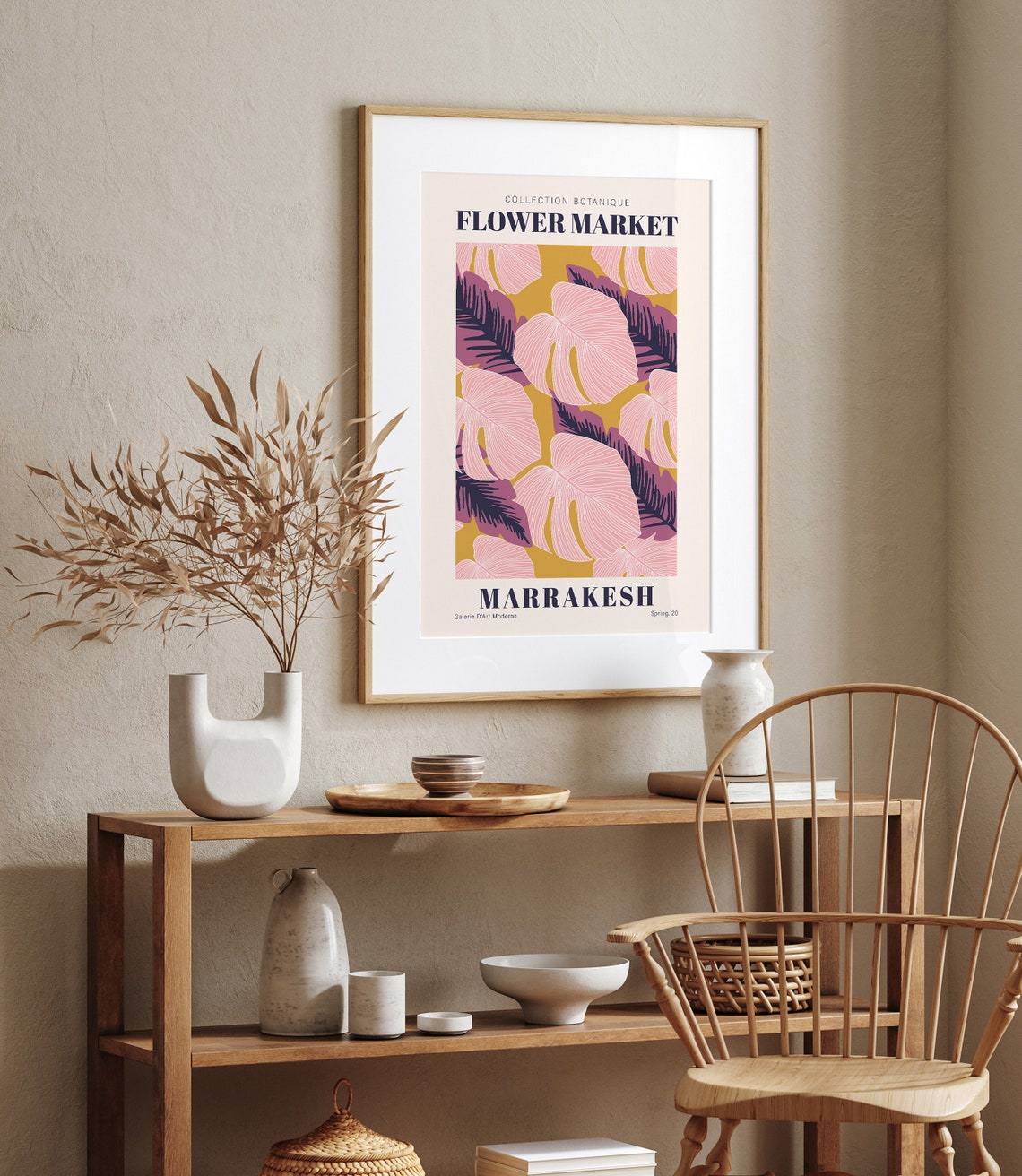 Flower Market Marrakesh Pink Monstera Botanical Retro Gallery Wall Art - Image 2