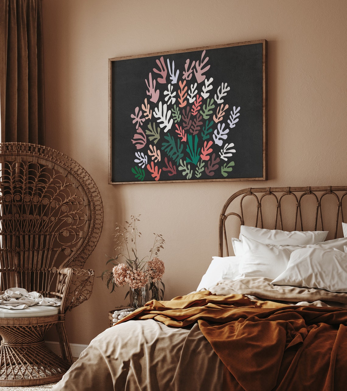 Matisse Style Colorful Cut Out Botanical Black Artwork Poster - Image 2