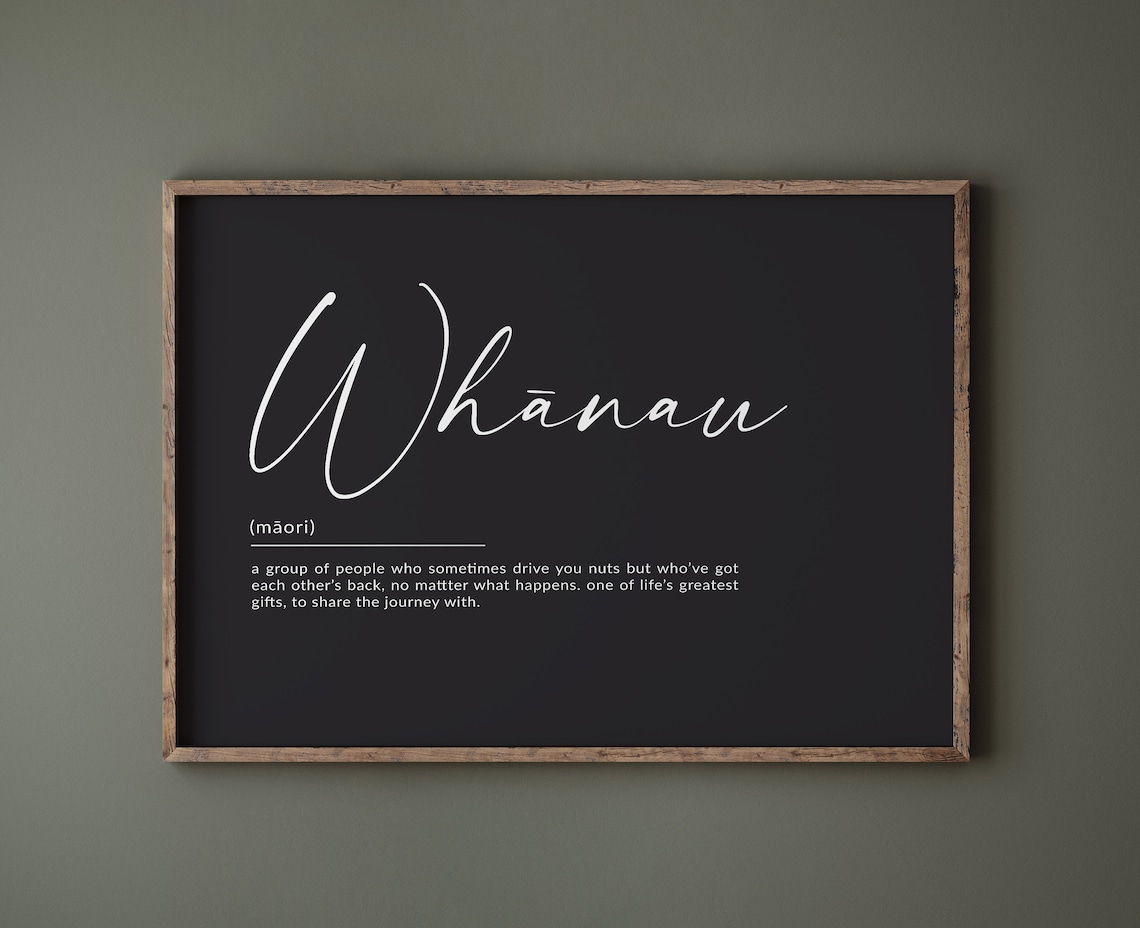 Maori Whanau Definition Print, New Zealand Family Gift