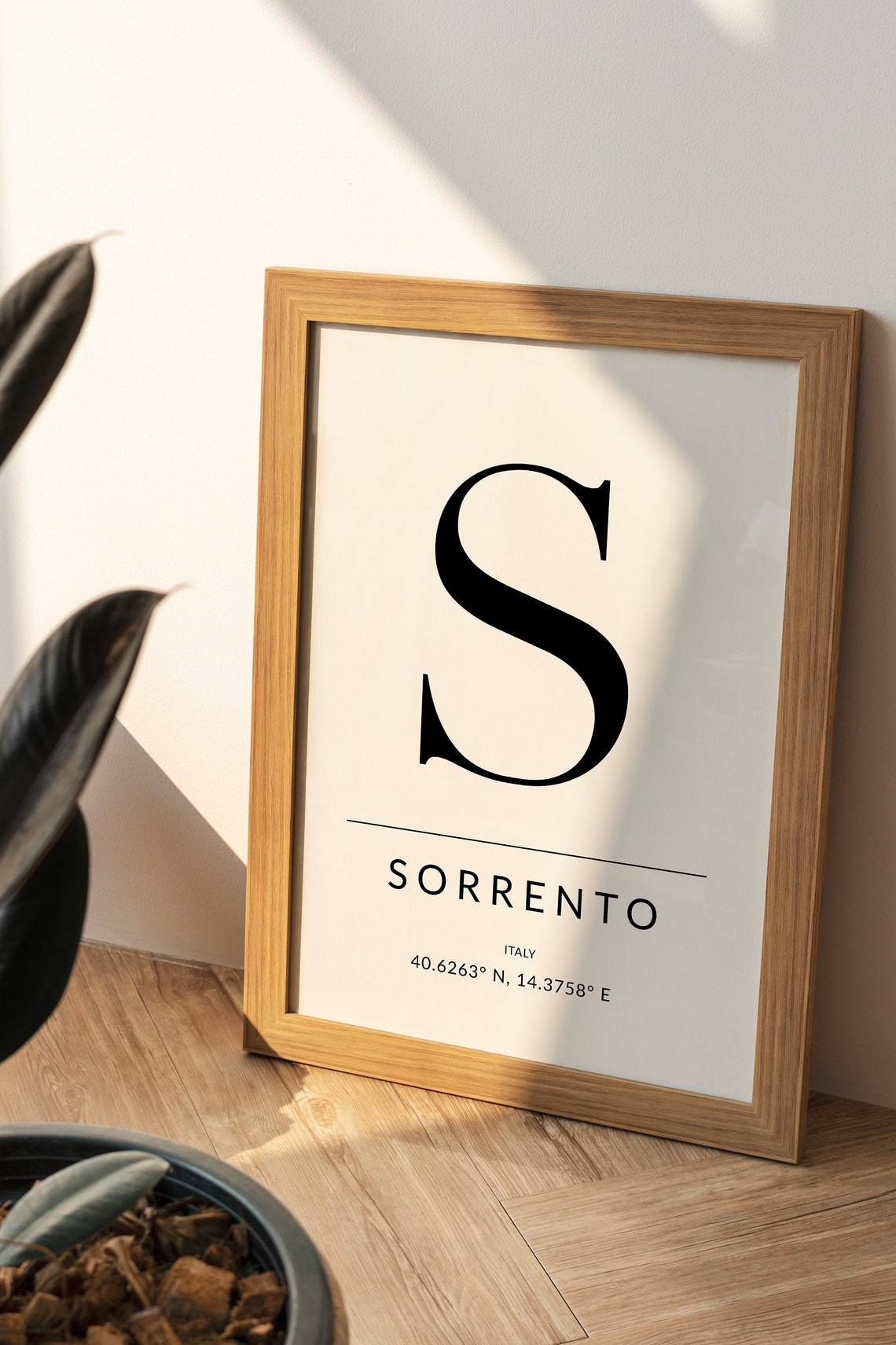 Personalized Sorrento Italy GPS Coordinates Letter S Poster for Her - Image 2
