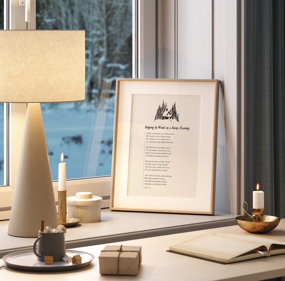 Stopping By Woods On A Snowy Evening Robert Frost Poem Print - Image 2