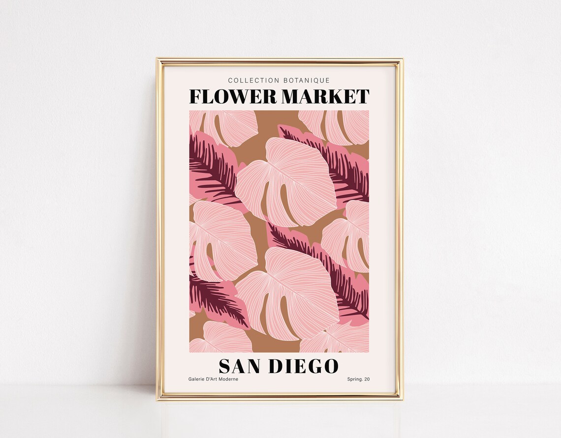 San Diego Flower Market Print Flower Market Poster San Diego Print Retro Flower Print San Diego Art