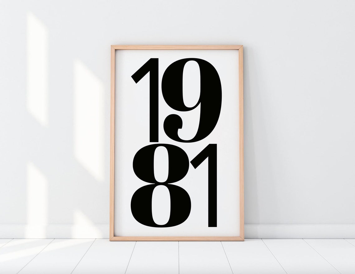 Retro 1981 Birth Year Bold Vintage Number Typography Wall Poster - Image 2