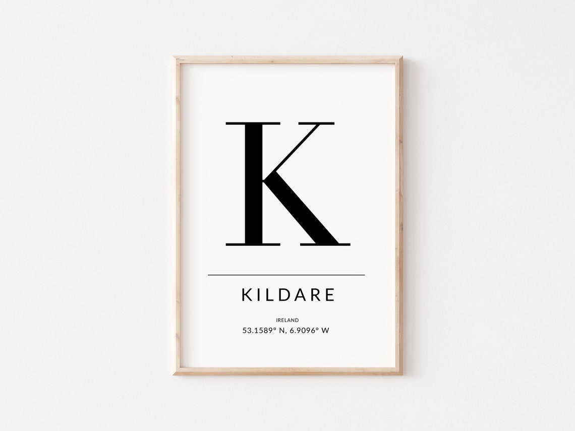 Kildare Ireland Letter K GPS Coordinates Typographic Monogram Poster - Image 2