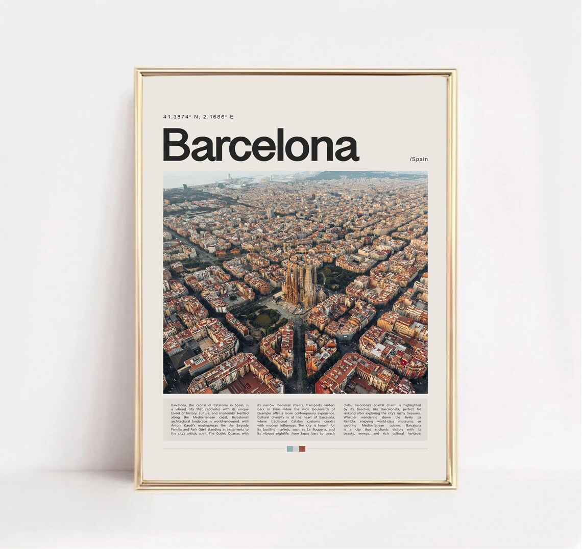 Barcelona Aerial Cityscape Sagrada Familia Eixample Travel Poster - Image 2
