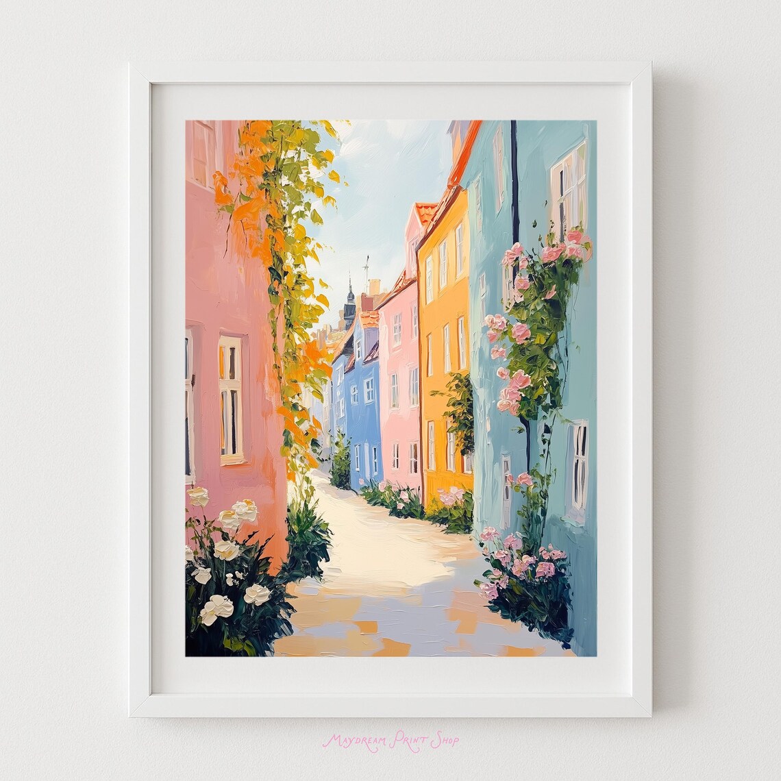 Copenhagen Alleyway With Flowers, Travel Poster