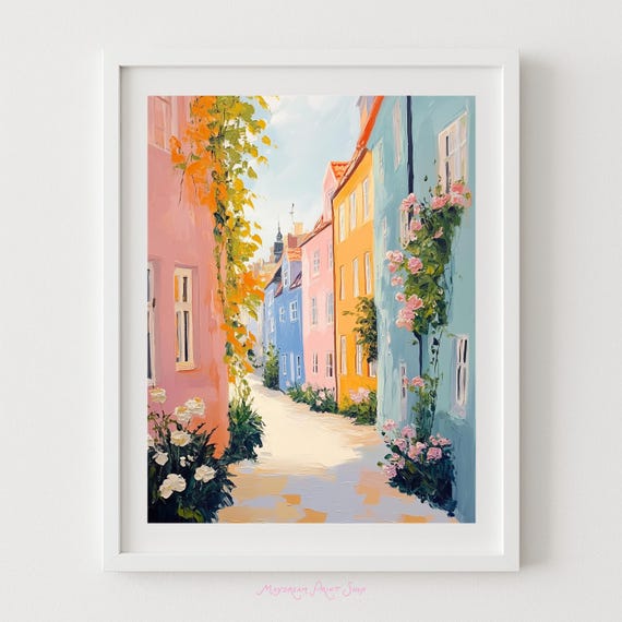 Copenhagen Alleyway With Flowers, Travel Poster